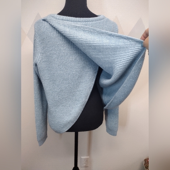 Vero Moda tida wrap back blue tone long sleeve sweater size L - Picture 4 of 10